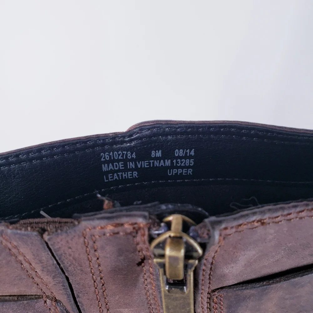 Brown Leather Ankle Boots with Wrap Strap - Picture 4 of 6